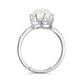 925 Sterling Silver Natural Freshwater Pearl Crown Ring, Adjustable