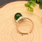 Retro Golden Sands Green Glass Opening Ring,Adjustable