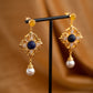 Retro Hollow Palace Style Lapis Lazuli Earrings