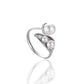 925 Sterling Silver Willow Leaf Imitation Pearl Ring, Adjustable