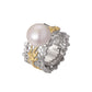 Retro Palace Style 925 Silver Inlaid Freshwater Pearl Ring,Adjustable