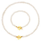 Palace Style Baroque Freshwater Pearl flower OT Buckle Necklace Bracelet Jewelry Set