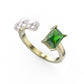 925 Sterling Silver Green Zirconium Pearl Ring, Adjustable