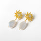 925 Silver Needle Sunflower Simple Baroque Pearl Earrings