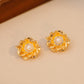 French Retro Palace Style Three-dimensional Flower Pearl Earrings