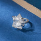 French Retro 925 Silver Flower Inlaid Freshwater Pearl Ring,Adjustable