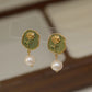 925 Silver Needle Place Style Freshwater Pearl Rose Earrings