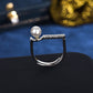 925 Sterling Silver Geometric Square Pearl Ring, Adjustable