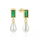 925 Sterling Silver Square Colorful Diamond Pearl Earrings