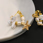 Retro Starfish Freshwater Baroque Pearl Earrings