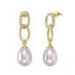 925 Sterling Silver Inlaid Zirconium Natural Freshwater Pearl Earrings