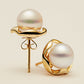 925 Sterling Silver Plated 18K Gold Pearl Camellia Earrings