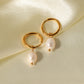 French Retro Style Freshwater Pearl Hoop Earrings