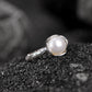 925 Sterling Silver Pearl bud Round Bead Ring,Adjustable