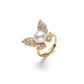 925 Silver Freshwater Pearl Butterfly Ring, Adjustable