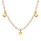 Three-dimensional Small Square Pendant Freshwater Pearl Necklace