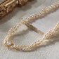 Natural freshwater pearl double-layer chain stacked pendant necklace,40+5cm