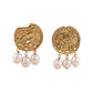 French Retro Lava Texture Natural Freshwater Pearl Earrings