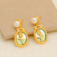 French Medieval Style Tulip Palace Oval Pearl Earrings