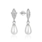 925 Sterling Silver Marquise Diamond Pearl Earrings