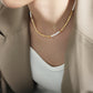 Freshwater Pearl Flat Bean Stitching Necklace,35+5cm