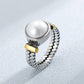 Retro Titanium Steel Pearl Ring for Men and Women,#6-#9