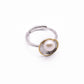 925 Sterling Silver Freshwater Pearl Retro Geometric Ring, Adjustable