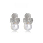 925 Silver Fashion Three-petal Leaf Freshwater Pearl Earrings