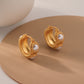 French Retro Matte Circle Pearl Earrings