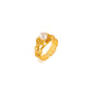 18K Gold Plated Hollow Plum Blossom Pearl Ring,Adjustable