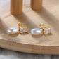 925 Sterling Silver Square Zircon Natural Pearl Earrings