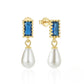 925 Sterling Silver Square Colorful Diamond Pearl Earrings