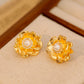 French Retro Palace Style Three-dimensional Flower Pearl Earrings