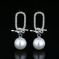 925 Silver Bow Long Big Beaded Earrings