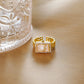 Square Clock Chain Natural Freshwater Pearl Ring,Adjustable