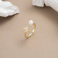 925 Sterling Silver Natural Pearl Butterfly Ring, Adjustable