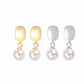 925 Silver Oval Imitation Pearl Earrings