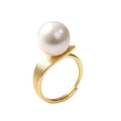 925 Silver Freshwater Pearl Rings,Adjustable,14mm,4.9g