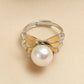 925 Sterling Silver Butterfly Freshwater Pearl Ring, Adjustable