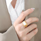 Square White Sea Shell Titanium Steel 18K Gold Ring,6#,7#,8#