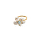 Retro Aquamarine Flower Winding Pearl Ring, Adjustable