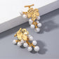 925 Silver Needle Copper Plated Real Gold Pearl Grape Earrings