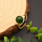 Retro Golden Sands Green Glass Opening Ring,Adjustable