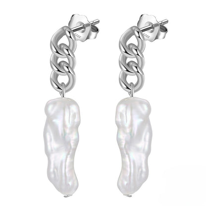 925 sterling silver baroque long earrings, 3cm