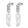 925 sterling silver baroque long earrings, 3cm