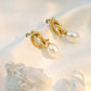 French Light Luxury Titanium Steel Plated 18k Pearl Earrings