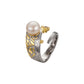 925 Silver Irregular Bump Freshwater Pearl Ring,Adjustable