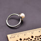 925 Sterling Silver Freshwater Pearl Retro Geometric Ring, Adjustable