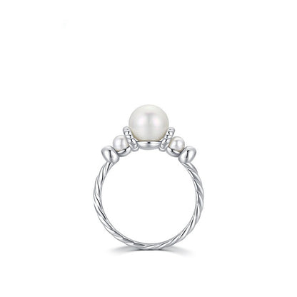 925 Sterling Silver Pearl Ring,#5-#9