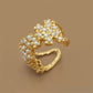 925 Silver Plated 18k Gold Pearl Ring, Adjustable